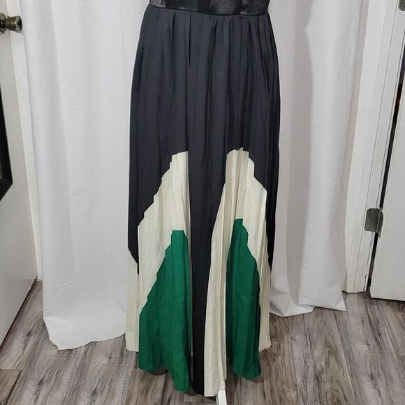 One shoulder maxi dress Black/green Sz Small - Picture 7 of 9